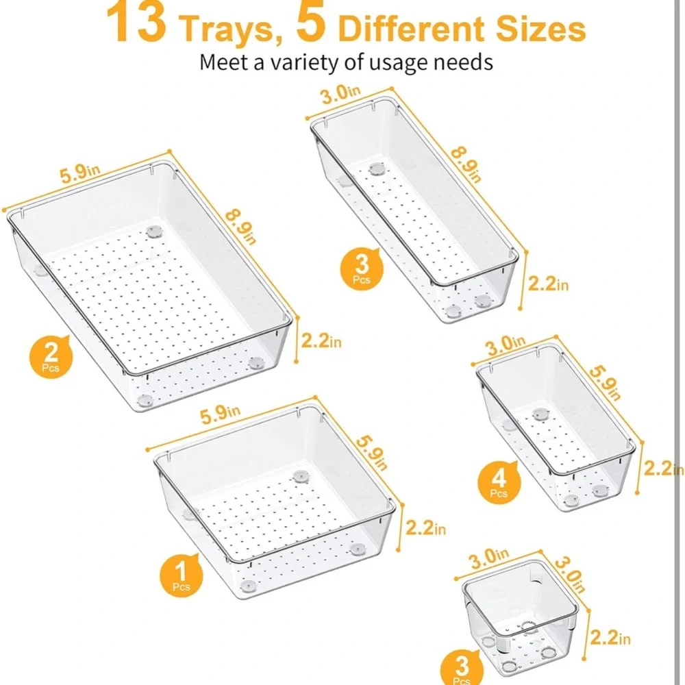 Clear Plastic Storage Bin Set - Multi-Size Organizer